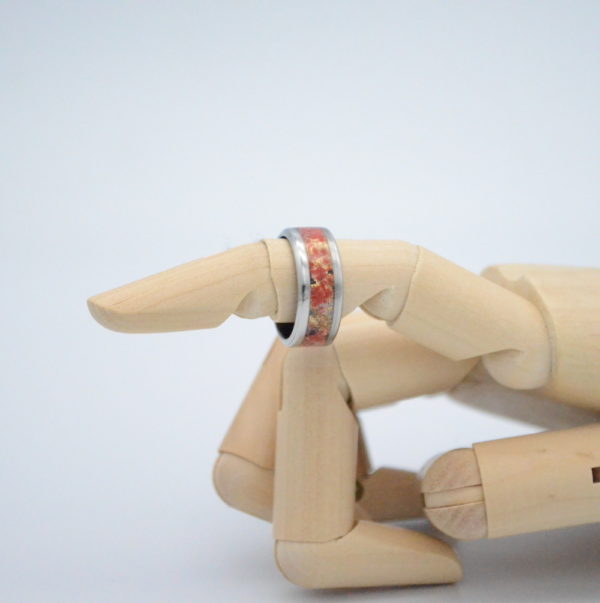 Bague H152 Pierres colorées corail et or – Image 2