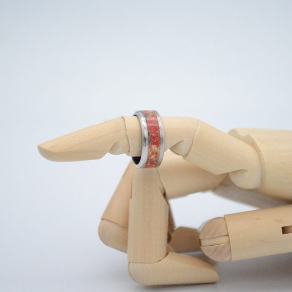 Bague H152 Pierres colorées corail et or