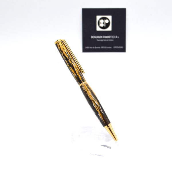 Stylo à bille I077 en châtaignier vieilli et peint à la main – Image 7