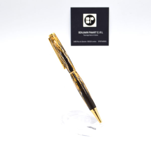 Stylo à bille I077 en châtaignier vieilli et peint à la main – Image 4