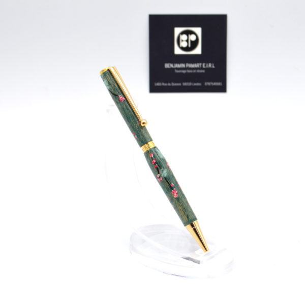 Stylo à bille I078 en hêtre cérusé et décoré à la main de Sakura – Image 10