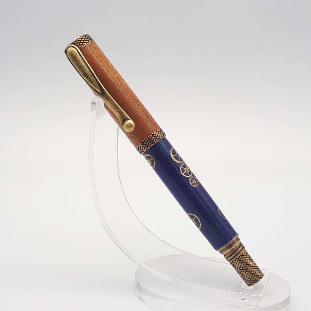 Stylo Roller Steampunk, bois et mécanique I190 – Image 4