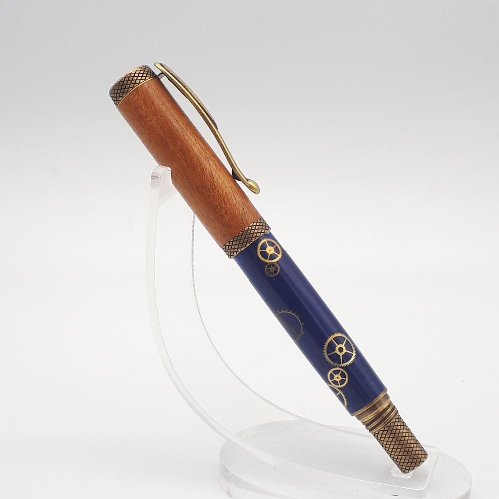 Stylo Roller Steampunk, bois et mécanique I190 – Image 3