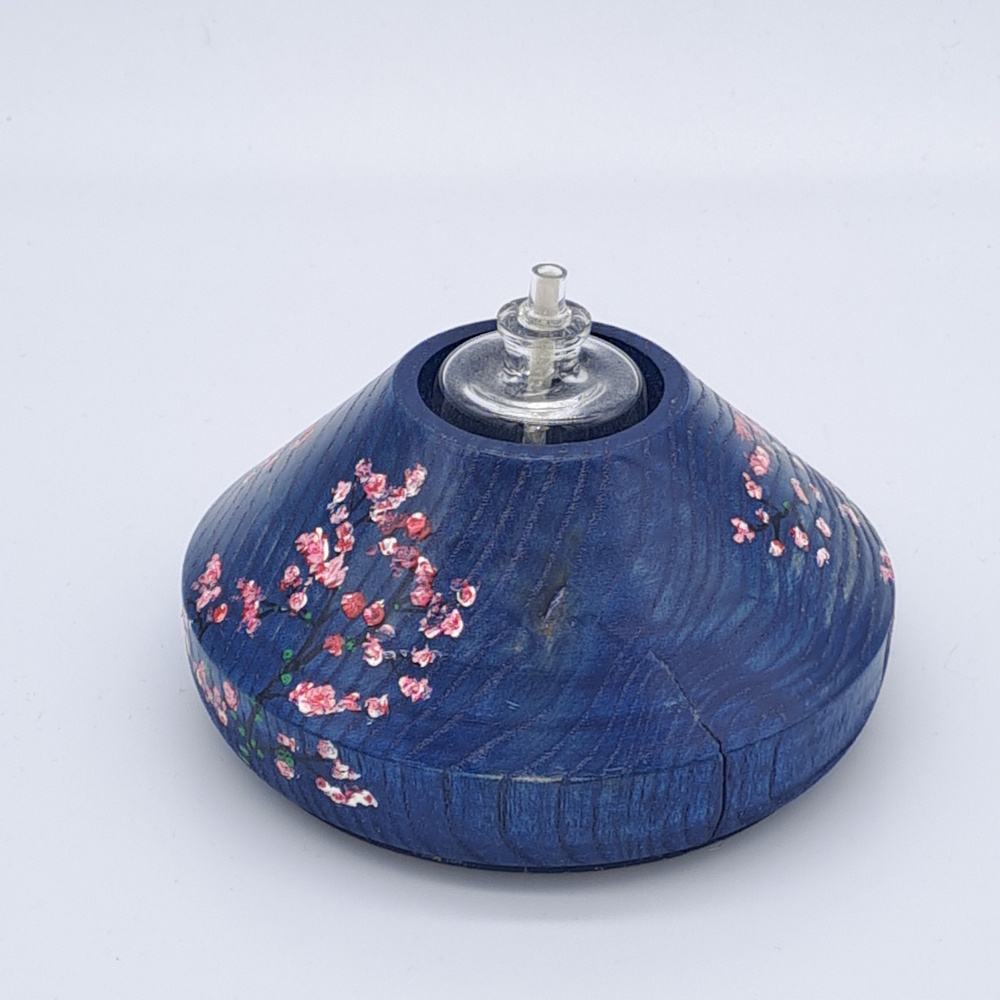 Lampe à huile en frêne – Décor Sakura