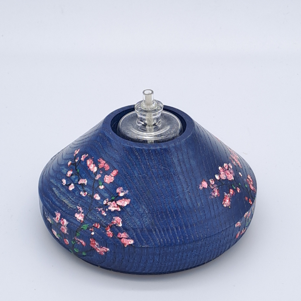 Lampe à huile en frêne – Décor Sakura – Image 3