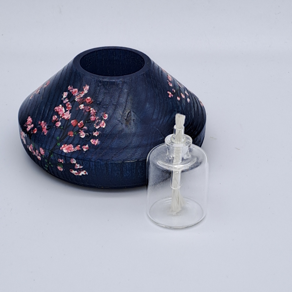Lampe à huile en frêne – Décor Sakura – Image 7